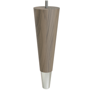 Round Tapered Feet with Clear-Coat Finish and Brass Slipper Cups, 9″ Height