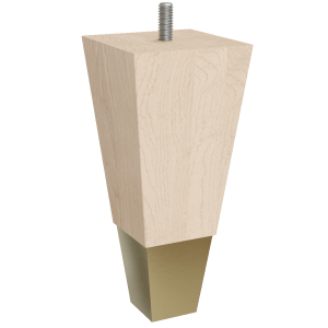 Square Tapered Feet with Brass Slipper Cups, 6″ Height