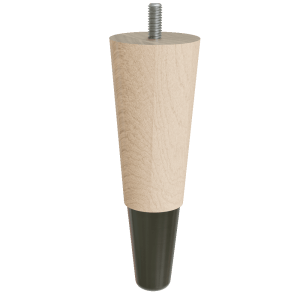 Round Tapered Feet with Clear-Coat Finish and Brass Slipper Cups, 6″ Height