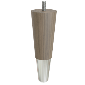 Round Tapered Feet with Brass Slipper Cups, 6″ Height