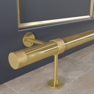 <b><i>NEW!</i></b> Knurled Brass Foot Rail Kits – Polished Brass