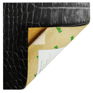<b><i>NEW!</i></b> Peel & Stick Crocodile Leather Veneer (48″ Wide), 1 Linear Foot – Flat Black <b>#5618</b>