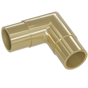 <b><i>NEW!</i></b> Brass Contemporary Foot Rail Corner Connector – Satin Brass