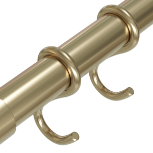 <b><i>NEW!</i></b> Brass Q-Shaped Hooks, for 1″ Diam. Rail
